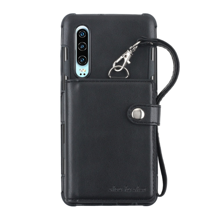 For Huawei P30 Shockproof PC + TPU Protective Case, with Card Slots & Wallet & Photo Frame & Lanyard