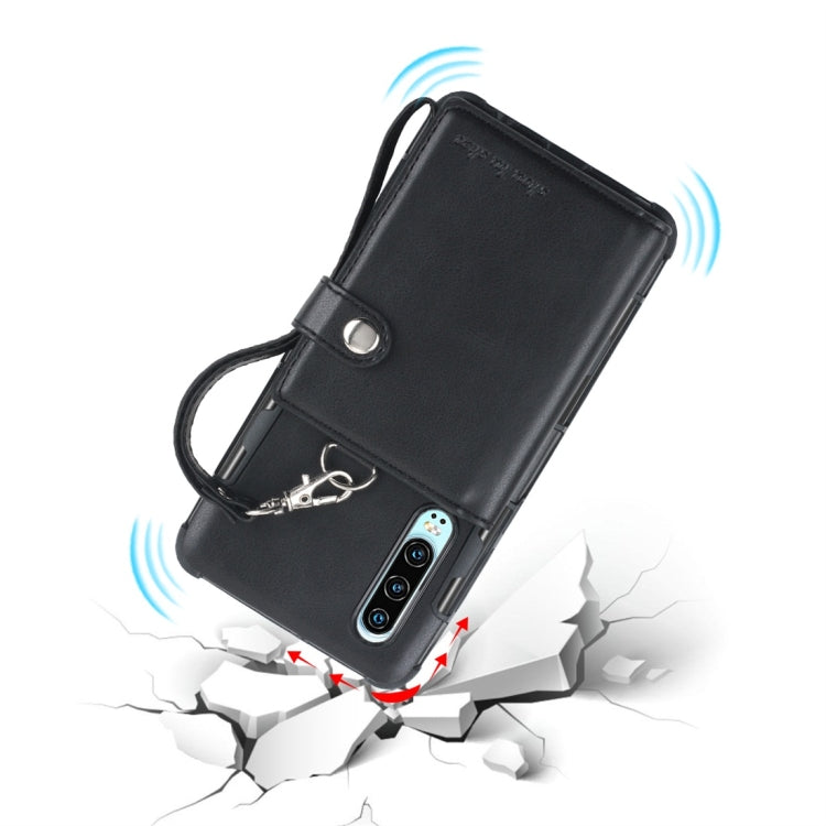 For Huawei P30 Shockproof PC + TPU Protective Case, with Card Slots & Wallet & Photo Frame & Lanyard