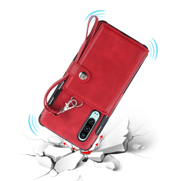 For Huawei P30 Shockproof PC + TPU Protective Case, with Card Slots & Wallet & Photo Frame & Lanyard