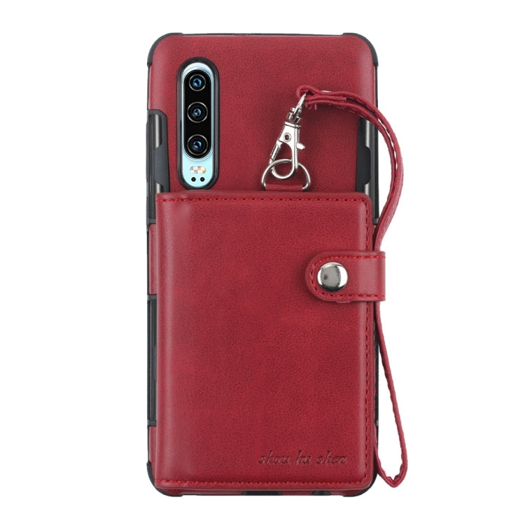 For Huawei P30 Shockproof PC + TPU Protective Case, with Card Slots & Wallet & Photo Frame & Lanyard