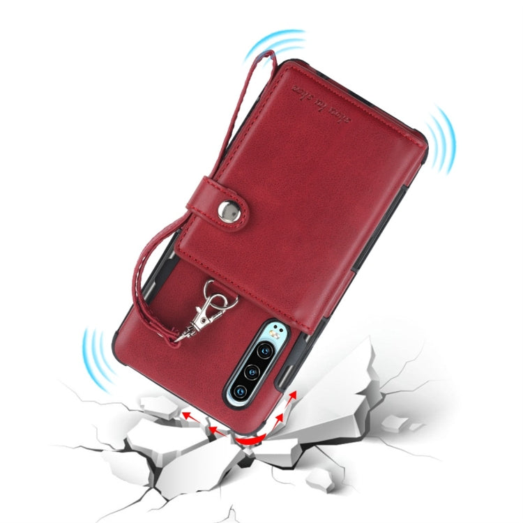 For Huawei P30 Shockproof PC + TPU Protective Case, with Card Slots & Wallet & Photo Frame & Lanyard