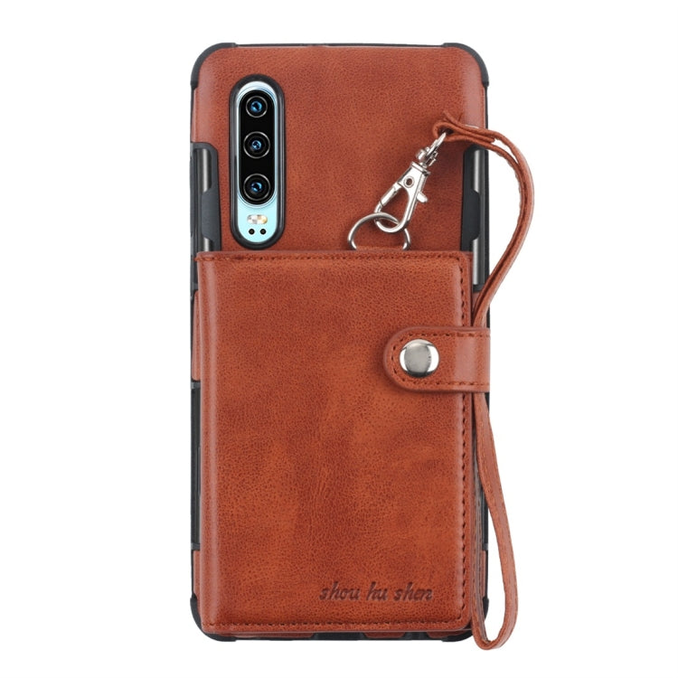 For Huawei P30 Shockproof PC + TPU Protective Case, with Card Slots & Wallet & Photo Frame & Lanyard