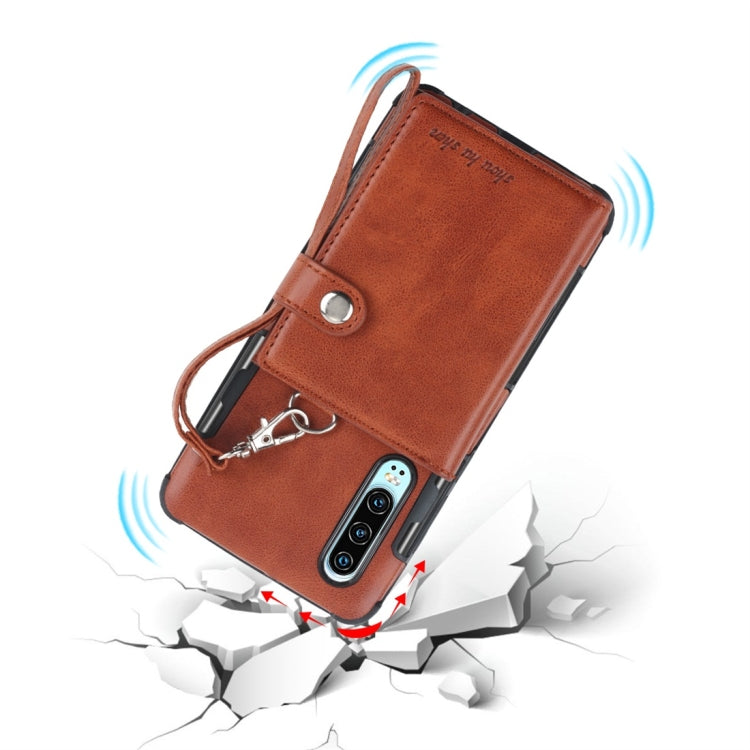 For Huawei P30 Shockproof PC + TPU Protective Case, with Card Slots & Wallet & Photo Frame & Lanyard