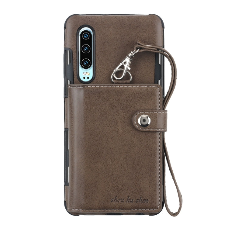 For Huawei P30 Shockproof PC + TPU Protective Case, with Card Slots & Wallet & Photo Frame & Lanyard