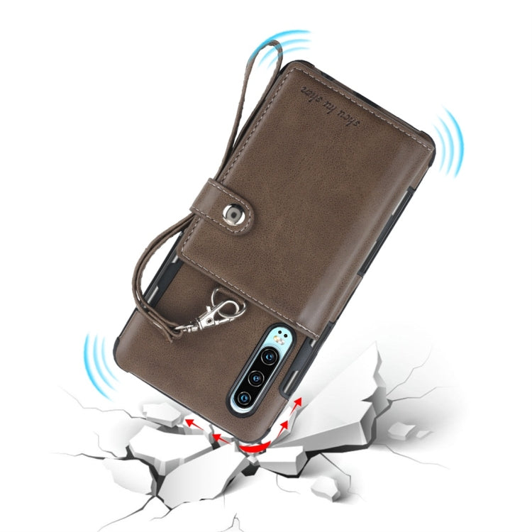 For Huawei P30 Shockproof PC + TPU Protective Case, with Card Slots & Wallet & Photo Frame & Lanyard