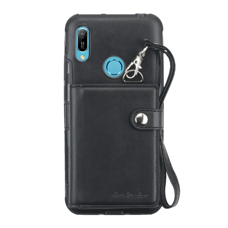 For Huawei Y6 (2019) Shockproof PC + TPU Protective Case, with Card Slots & Wallet & Photo Frame & Lanyard