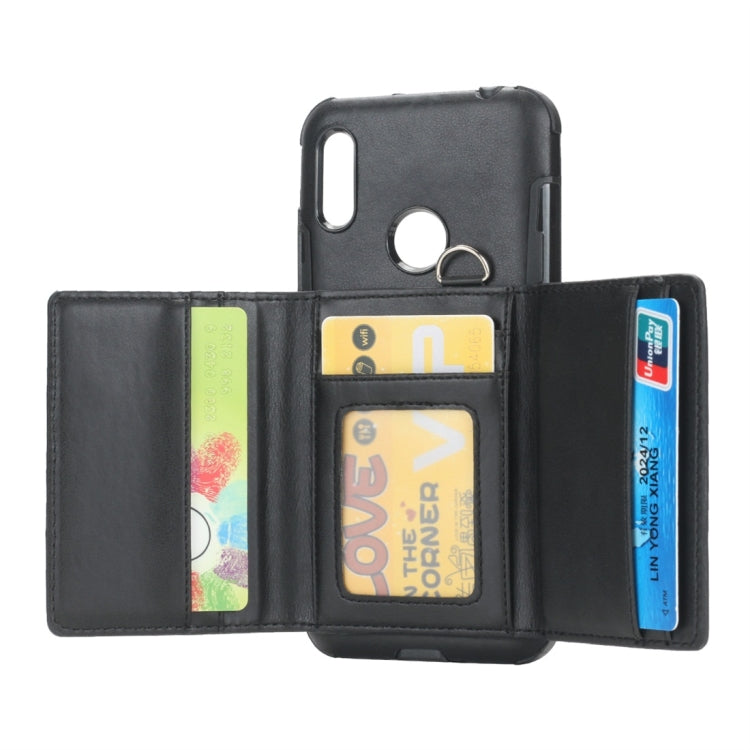 For Huawei Y6 (2019) Shockproof PC + TPU Protective Case, with Card Slots & Wallet & Photo Frame & Lanyard