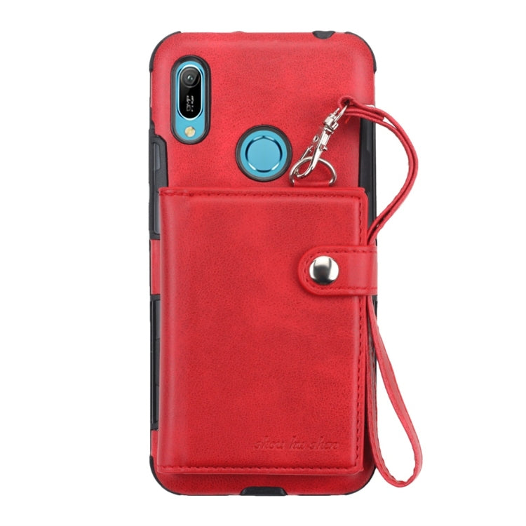 For Huawei Y6 (2019) Shockproof PC + TPU Protective Case, with Card Slots & Wallet & Photo Frame & Lanyard