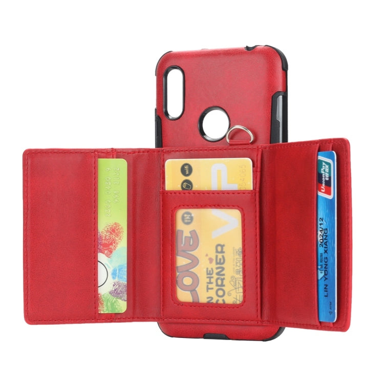 For Huawei Y6 (2019) Shockproof PC + TPU Protective Case, with Card Slots & Wallet & Photo Frame & Lanyard
