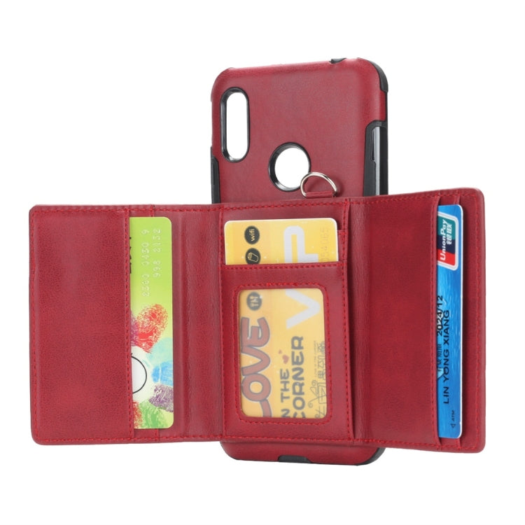 For Huawei Y6 (2019) Shockproof PC + TPU Protective Case, with Card Slots & Wallet & Photo Frame & Lanyard