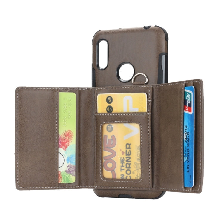 For Huawei Y6 (2019) Shockproof PC + TPU Protective Case, with Card Slots & Wallet & Photo Frame & Lanyard