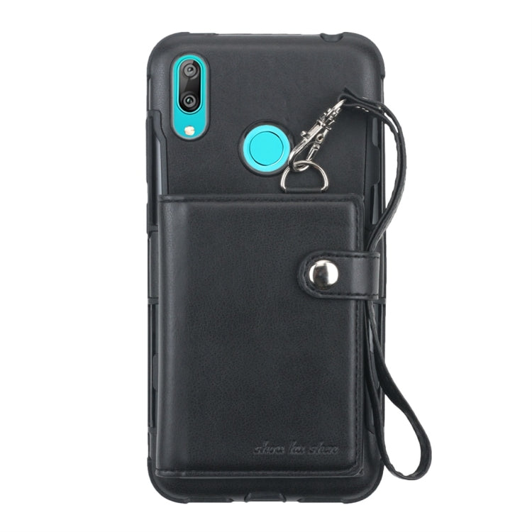 For Huawei Y7 (2019) Shockproof PC + TPU Protective Case, with Card Slots & Wallet & Photo Frame & Lanyard