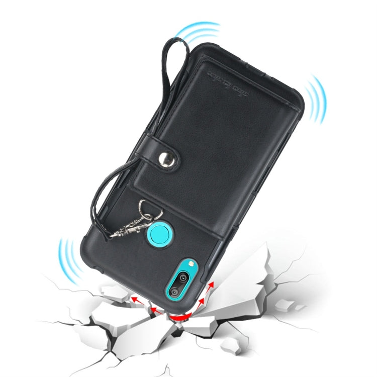 For Huawei Y7 (2019) Shockproof PC + TPU Protective Case, with Card Slots & Wallet & Photo Frame & Lanyard