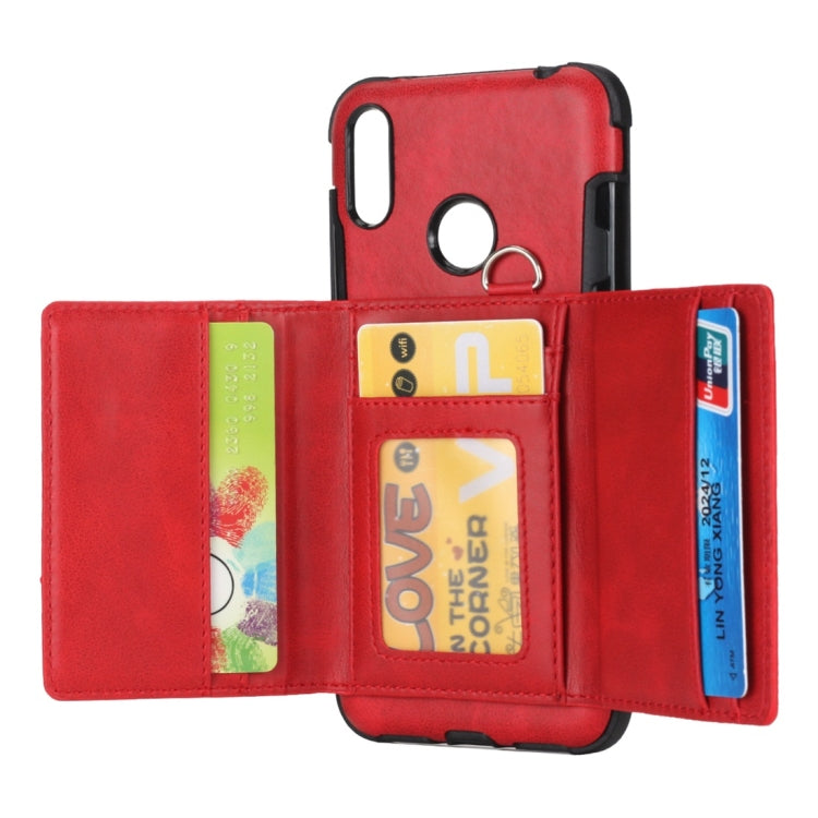 For Huawei Y7 (2019) Shockproof PC + TPU Protective Case, with Card Slots & Wallet & Photo Frame & Lanyard