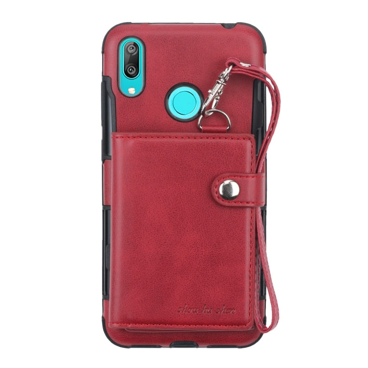 For Huawei Y7 (2019) Shockproof PC + TPU Protective Case, with Card Slots & Wallet & Photo Frame & Lanyard
