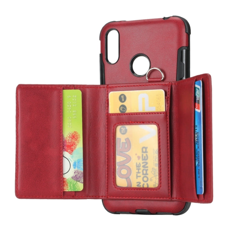 For Huawei Y7 (2019) Shockproof PC + TPU Protective Case, with Card Slots & Wallet & Photo Frame & Lanyard