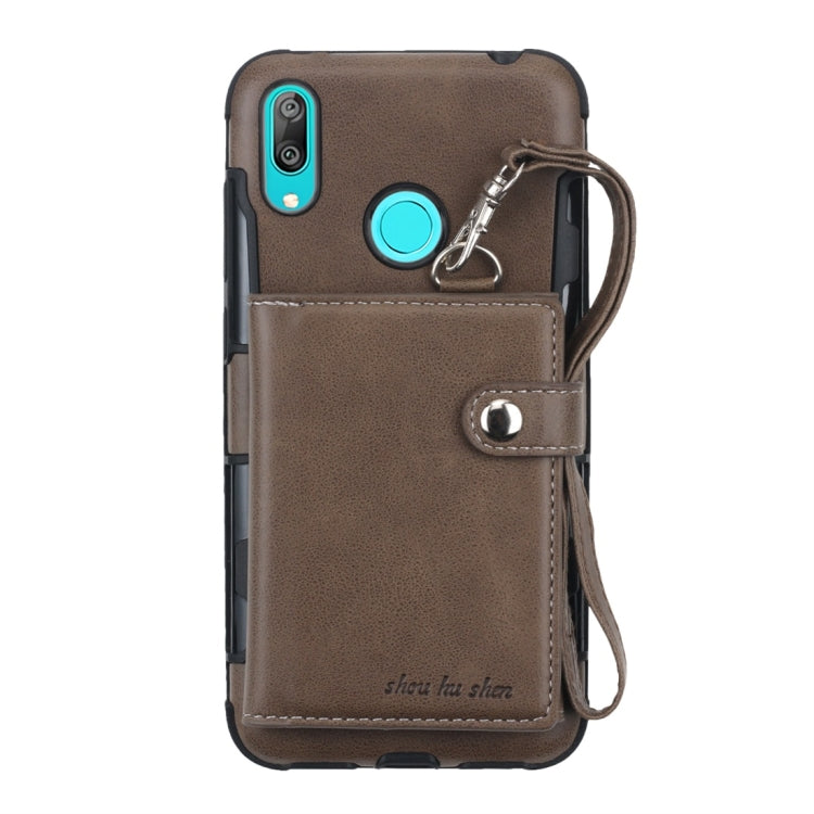 For Huawei Y7 (2019) Shockproof PC + TPU Protective Case, with Card Slots & Wallet & Photo Frame & Lanyard