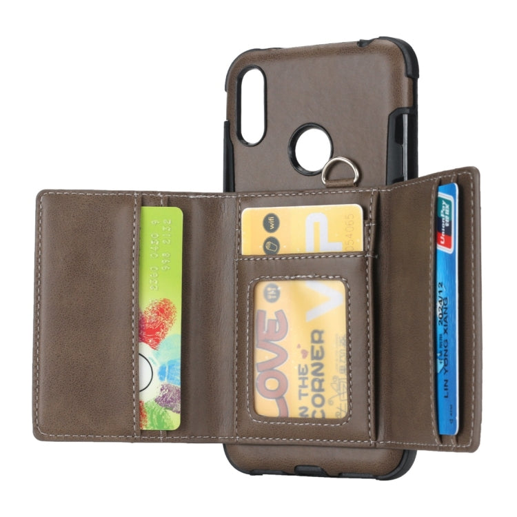 For Huawei Y7 (2019) Shockproof PC + TPU Protective Case, with Card Slots & Wallet & Photo Frame & Lanyard