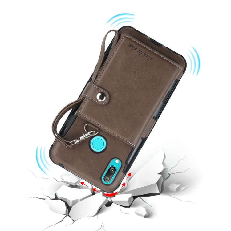 For Huawei Y7 (2019) Shockproof PC + TPU Protective Case, with Card Slots & Wallet & Photo Frame & Lanyard