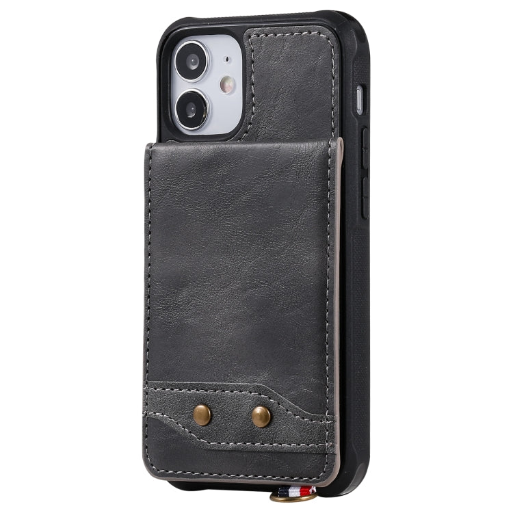 For iPhone 12 mini Vertical Flip Wallet Shockproof Back Cover Protective Case with Holder & Card Slots & Lanyard & Photos Frames