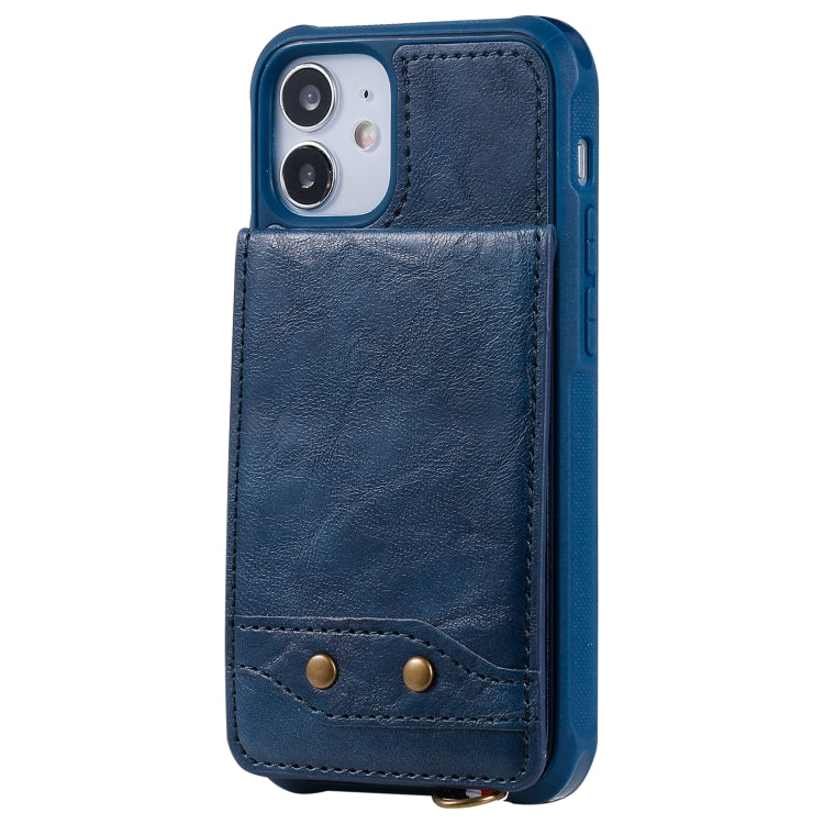 For iPhone 12 mini Vertical Flip Wallet Shockproof Back Cover Protective Case with Holder & Card Slots & Lanyard & Photos Frames