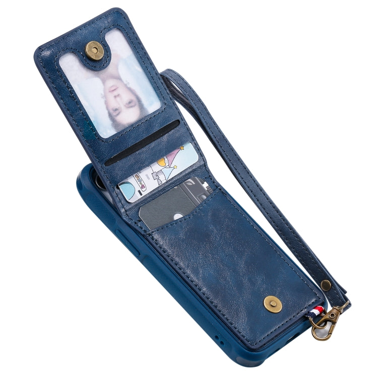For iPhone 12 mini Vertical Flip Wallet Shockproof Back Cover Protective Case with Holder & Card Slots & Lanyard & Photos Frames