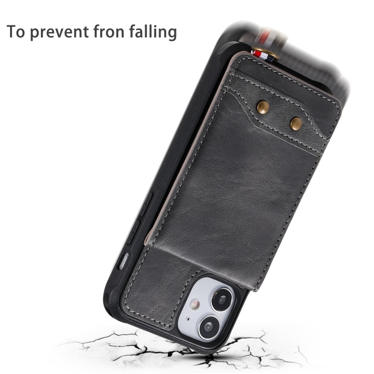 For iPhone 12 mini Vertical Flip Wallet Shockproof Back Cover Protective Case with Holder & Card Slots & Lanyard & Photos Frames
