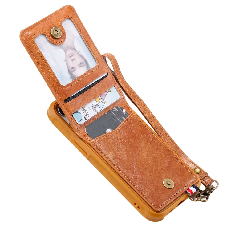 For iPhone 12 mini Vertical Flip Wallet Shockproof Back Cover Protective Case with Holder & Card Slots & Lanyard & Photos Frames