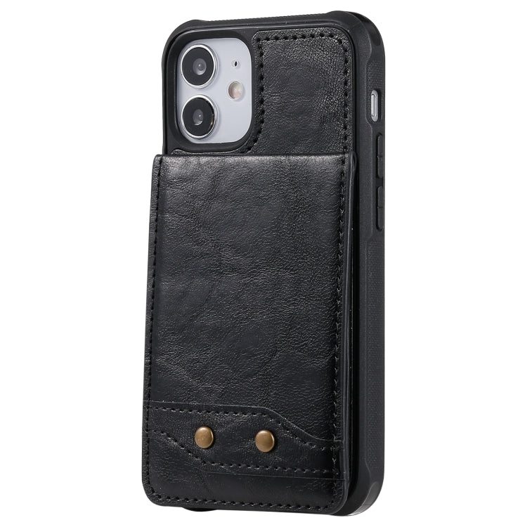 For iPhone 12 mini Vertical Flip Wallet Shockproof Back Cover Protective Case with Holder & Card Slots & Lanyard & Photos Frames