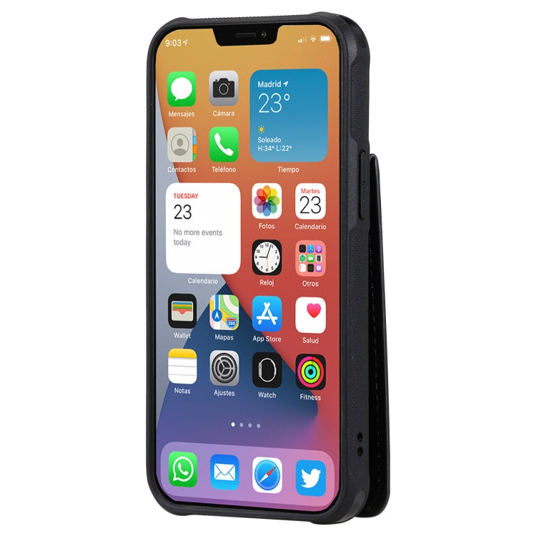 For iPhone 12 mini Vertical Flip Wallet Shockproof Back Cover Protective Case with Holder & Card Slots & Lanyard & Photos Frames