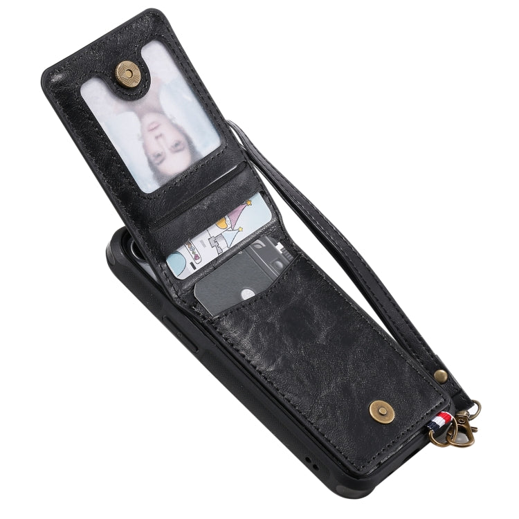 For iPhone 12 mini Vertical Flip Wallet Shockproof Back Cover Protective Case with Holder & Card Slots & Lanyard & Photos Frames