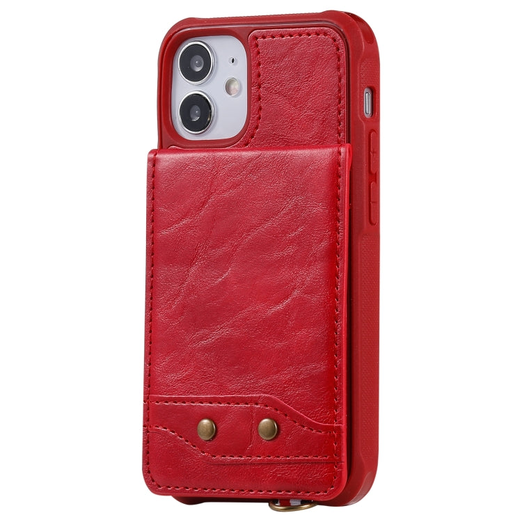 For iPhone 12 mini Vertical Flip Wallet Shockproof Back Cover Protective Case with Holder & Card Slots & Lanyard & Photos Frames