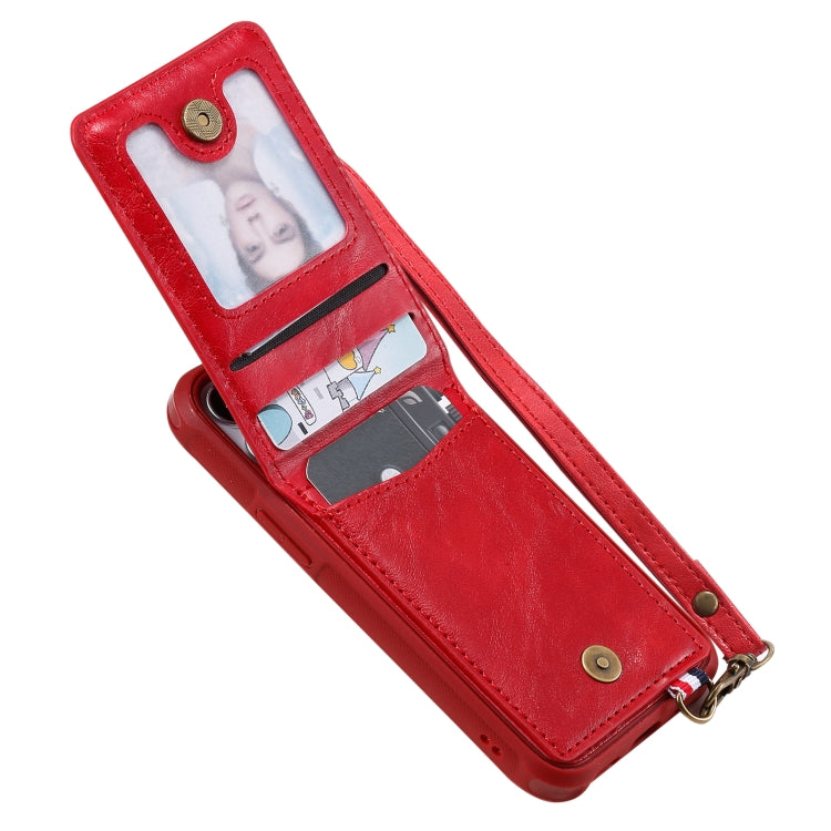 For iPhone 12 mini Vertical Flip Wallet Shockproof Back Cover Protective Case with Holder & Card Slots & Lanyard & Photos Frames