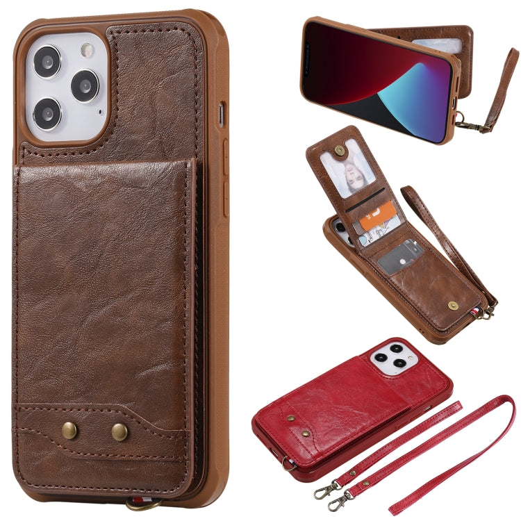 For iPhone 12 Pro Max Vertical Flip Wallet Shockproof Back Cover Protective Case with Holder & Card Slots & Lanyard & Photos Frames
