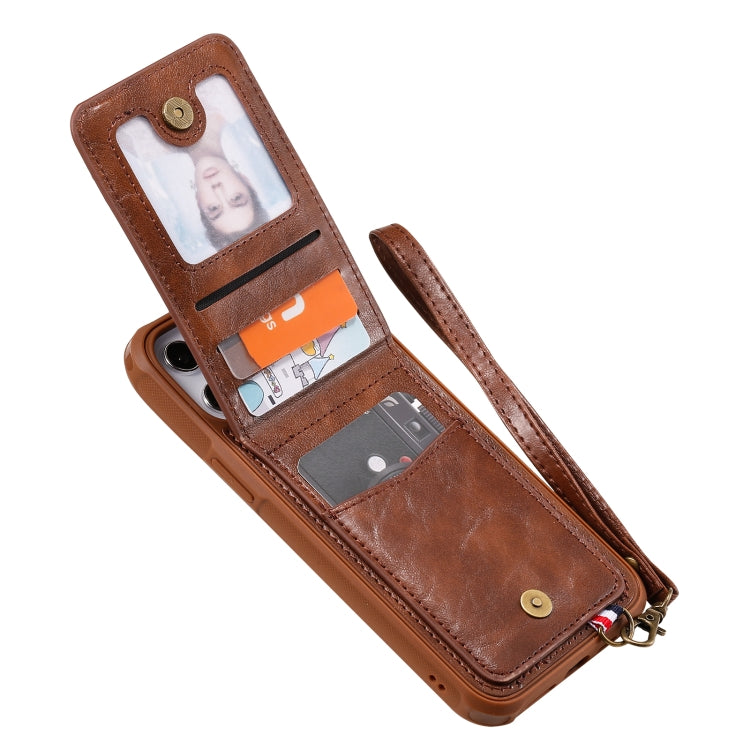 For iPhone 12 Pro Max Vertical Flip Wallet Shockproof Back Cover Protective Case with Holder & Card Slots & Lanyard & Photos Frames