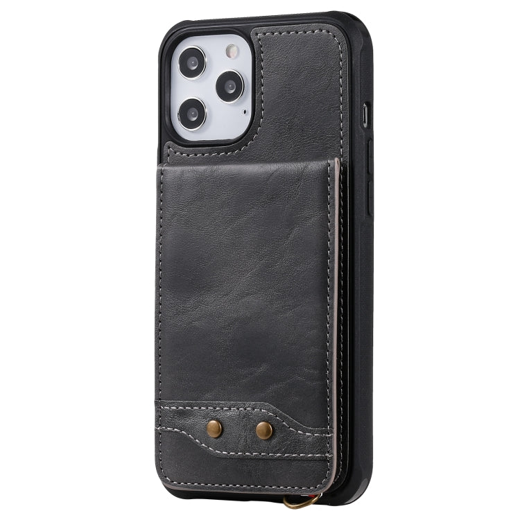For iPhone 12 Pro Max Vertical Flip Wallet Shockproof Back Cover Protective Case with Holder & Card Slots & Lanyard & Photos Frames