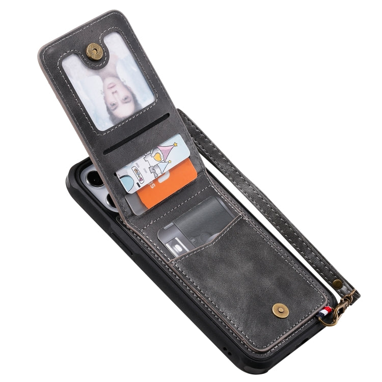 For iPhone 12 Pro Max Vertical Flip Wallet Shockproof Back Cover Protective Case with Holder & Card Slots & Lanyard & Photos Frames