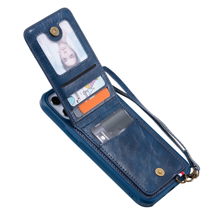 For iPhone 12 Pro Max Vertical Flip Wallet Shockproof Back Cover Protective Case with Holder & Card Slots & Lanyard & Photos Frames
