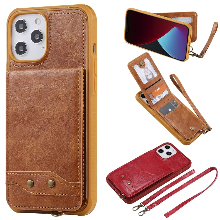 For iPhone 12 Pro Max Vertical Flip Wallet Shockproof Back Cover Protective Case with Holder & Card Slots & Lanyard & Photos Frames