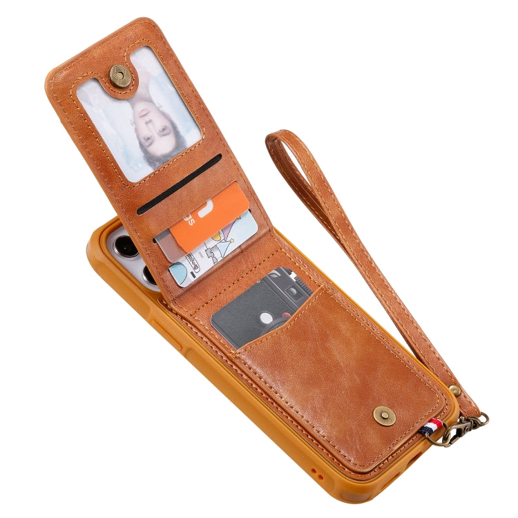 For iPhone 12 Pro Max Vertical Flip Wallet Shockproof Back Cover Protective Case with Holder & Card Slots & Lanyard & Photos Frames