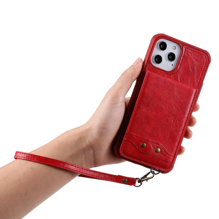 For iPhone 12 Pro Max Vertical Flip Wallet Shockproof Back Cover Protective Case with Holder & Card Slots & Lanyard & Photos Frames