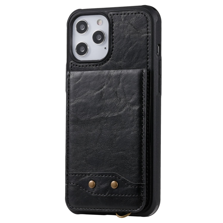 For iPhone 12 Pro Max Vertical Flip Wallet Shockproof Back Cover Protective Case with Holder & Card Slots & Lanyard & Photos Frames