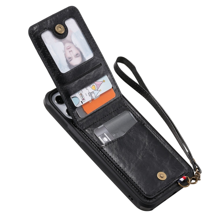 For iPhone 12 Pro Max Vertical Flip Wallet Shockproof Back Cover Protective Case with Holder & Card Slots & Lanyard & Photos Frames