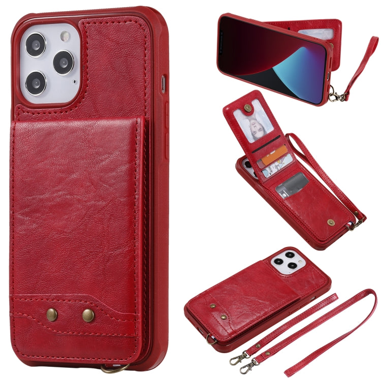 For iPhone 12 Pro Max Vertical Flip Wallet Shockproof Back Cover Protective Case with Holder & Card Slots & Lanyard & Photos Frames