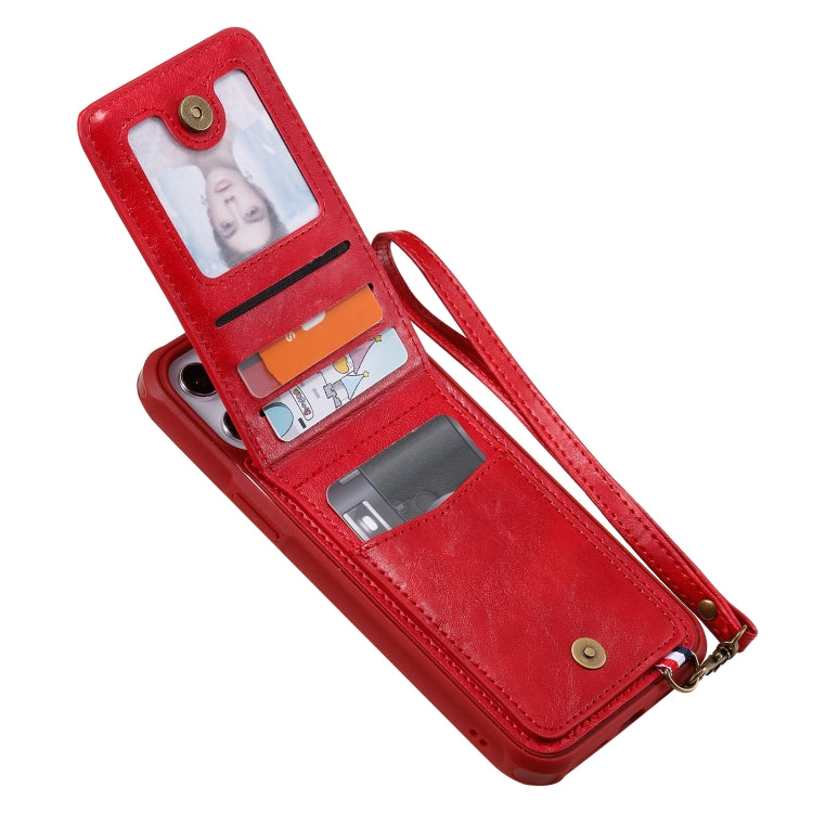 For iPhone 12 Pro Max Vertical Flip Wallet Shockproof Back Cover Protective Case with Holder & Card Slots & Lanyard & Photos Frames