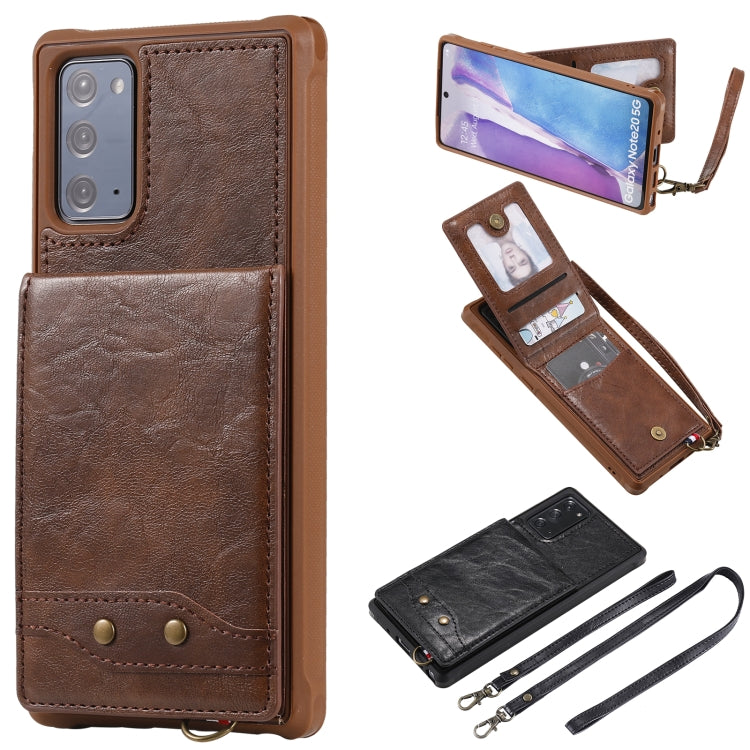 Vertical Flip Wallet Shockproof Back Cover Protective Case with Holder & Card Slots & Lanyard & Photos Frames For Samsung Galaxy Note20