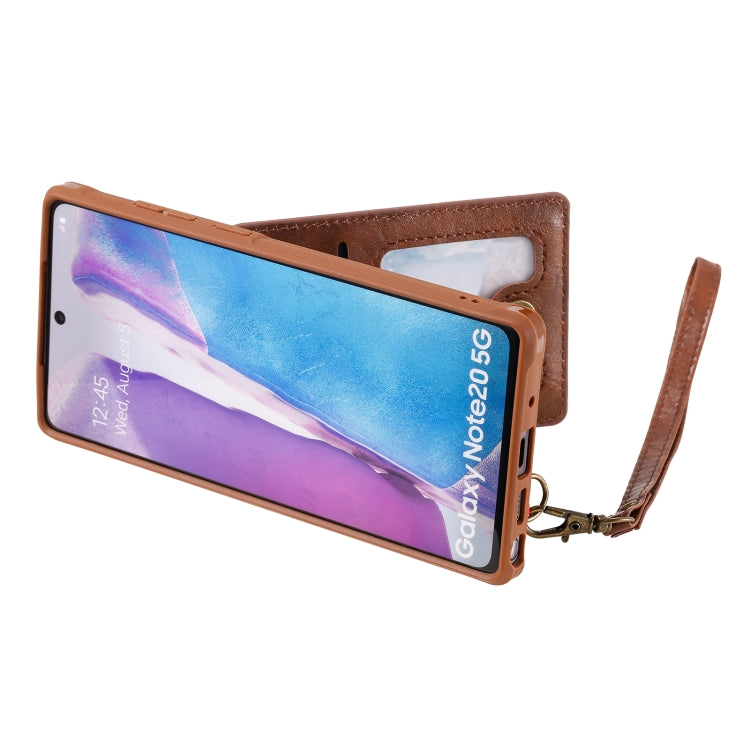 Vertical Flip Wallet Shockproof Back Cover Protective Case with Holder & Card Slots & Lanyard & Photos Frames For Samsung Galaxy Note20