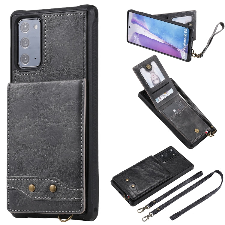 Vertical Flip Wallet Shockproof Back Cover Protective Case with Holder & Card Slots & Lanyard & Photos Frames For Samsung Galaxy Note20