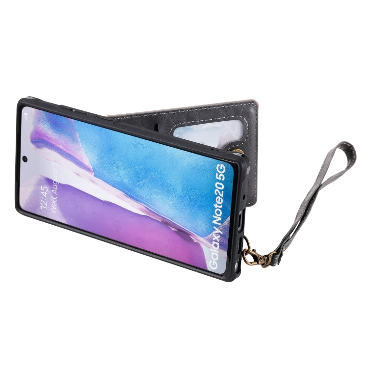 Vertical Flip Wallet Shockproof Back Cover Protective Case with Holder & Card Slots & Lanyard & Photos Frames For Samsung Galaxy Note20
