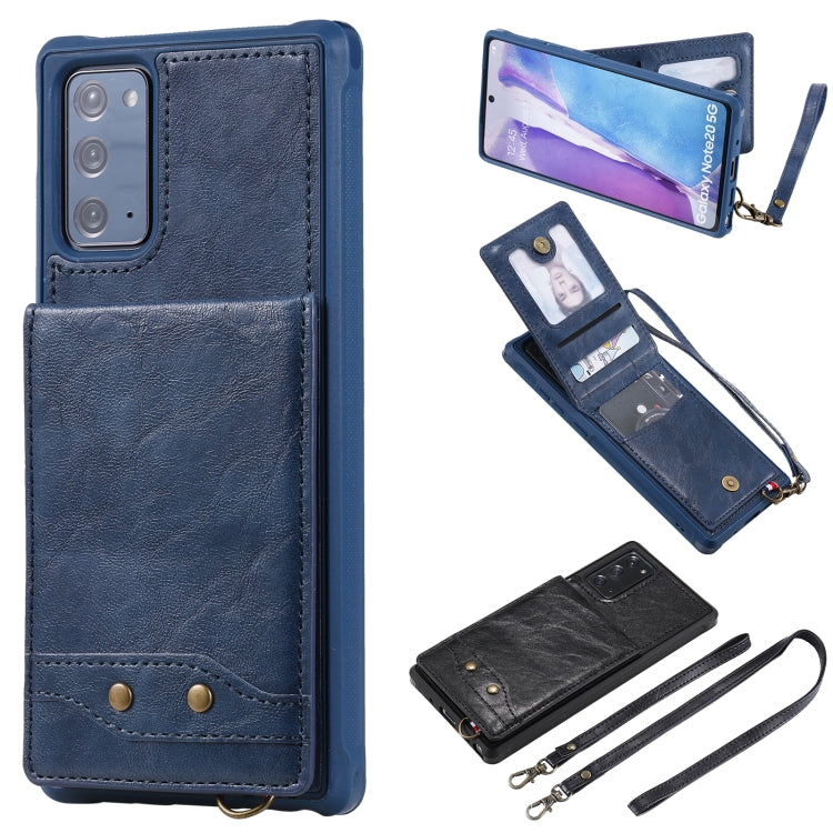 Vertical Flip Wallet Shockproof Back Cover Protective Case with Holder & Card Slots & Lanyard & Photos Frames For Samsung Galaxy Note20